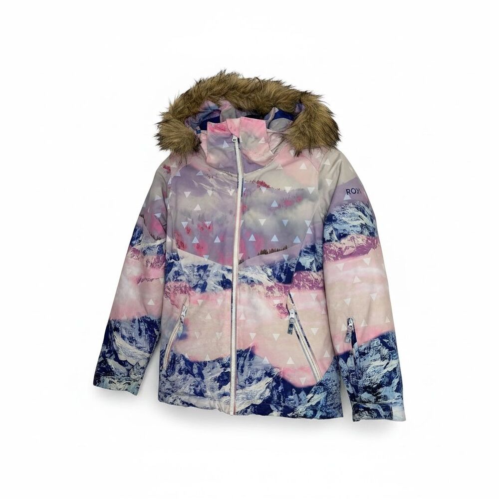 Roxy DryFlight 10K American Pie Snow Jacket Coat Parka Hooded Faux Fur Girl M 10